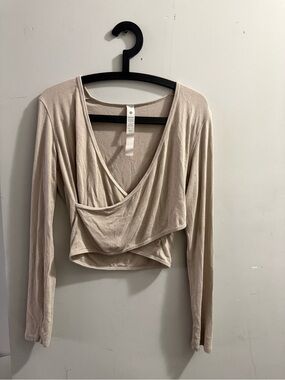 lululemon athletica Beige Draped Crop Wrap Top